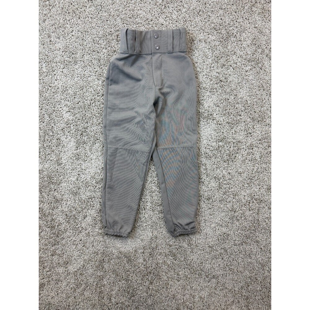 Alleson Athletic Youth XS Gray Baseball Pants Double Knee Elastic Cuff Belt Loop